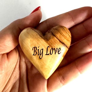 Olive Wood Heart , Comfort Pocket Heart Gift , Anniversary Gift , Wooden Hearts Personalized, 3D Heart Figures, Valentine's Day Gift for Her 1 Personalized Heart