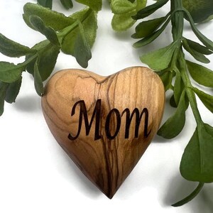 Olive Wood Heart , Comfort Pocket Heart Gift , Anniversary Gift , Wooden Hearts Personalized, 3D Heart Figures, Valentine's Day Gift for Her image 14