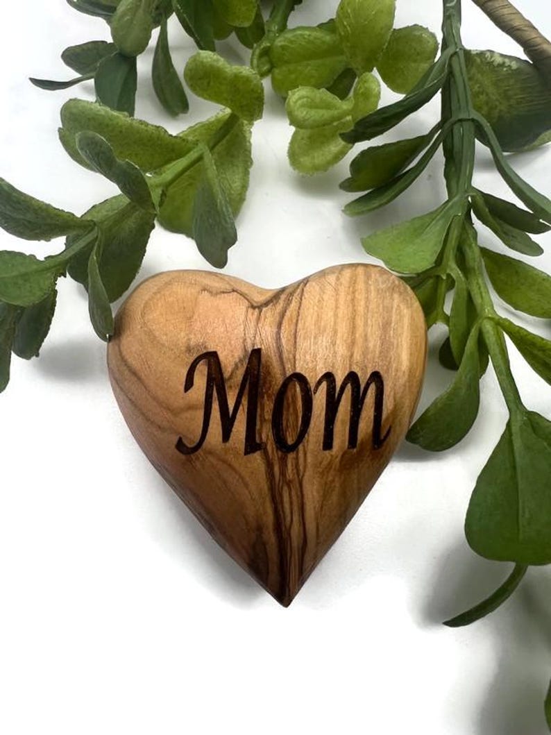 Olive Wood Heart , Comfort Pocket Heart Gift , Anniversary Gift , Wooden Hearts Personalized, 3D Heart Figures, Valentine's Day Gift for Her image 14