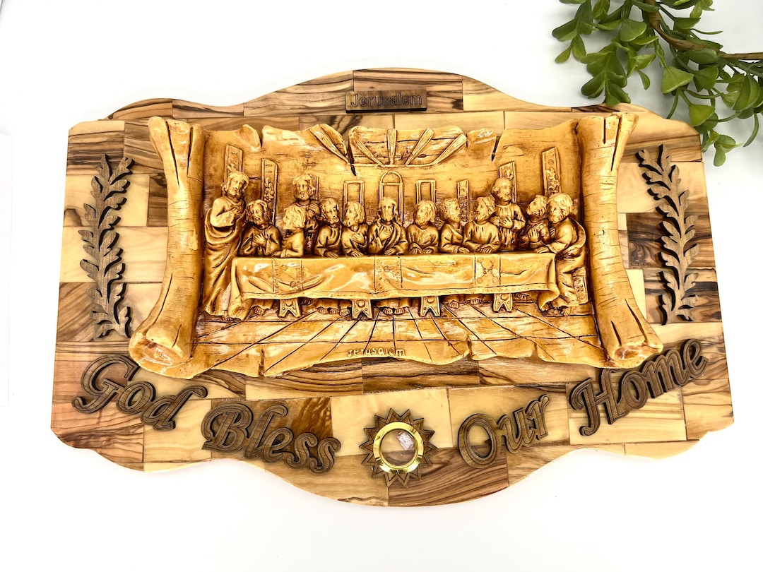 Hand Carved Olive Wood Last Supper Plaque, Holy Land Religious Gift - Etsy