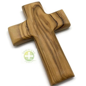 Small Wooden Cross for Wall décor , Modern Wall Cross , Olive Wood handheld Cross or hung from the  Holy Land for any religious occasion