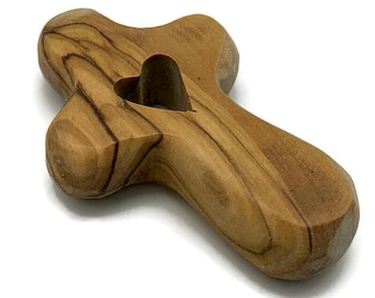 Olive Wood Comfort Cross from Holy Land: Pocket Prayer Cross