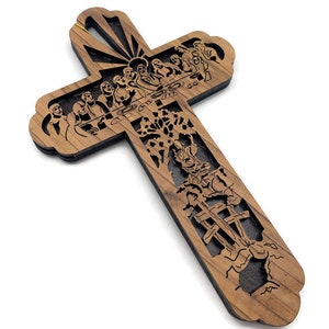 Letztes Abendmahl Wand Kunst Kreuz Handgemacht, Holzkreuz Ornamente, Weihnachtsdekoration für zu Hause, Geschenke des Heiligen Landes