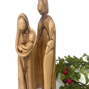 Wooden Holy Family Figurine ,Holy Land Olive Wood Nativity , Mary Joseph and Baby Jesus Statue , Religious Christmas Gifts Home Decor