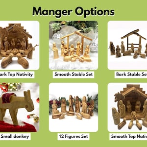 Customize your Olive Wood Nativity Scene Hand Carved in the Holy Land , Nativity Set Manger Scene Wooden ,  Indoor Christmas Decorations
