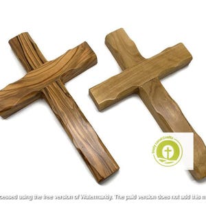 Olive Wood Crucifix For Wall , Wall Hanging Wood Cross For Kids Room , Small Wooden Cross Décor Minimalist ,  Holy Land Gifts , Cross Gift