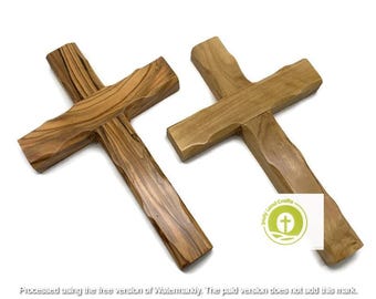 Olive Wood Crucifix For Wall , Wall Hanging Wood Cross For Kids Room , Small Wooden Cross Décor Minimalist ,  Holy Land Gifts , Cross Gift