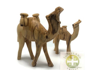 Camel Figurine Wood , Olive Wood Nativity Camel , Wooden Camel Décor , Nativity Animals Christmas Decorations