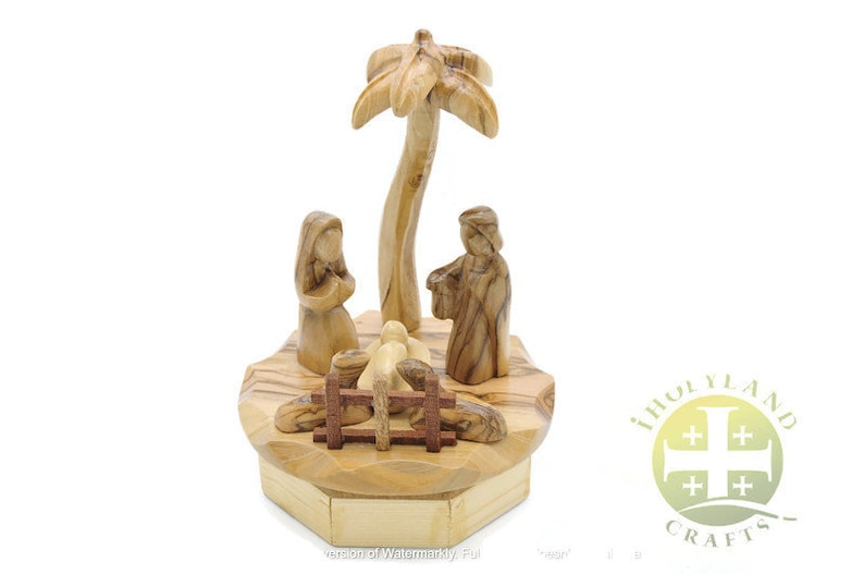 Limited price Nativity Music Box Hand Olive Max 42% OFF N Carved Wood