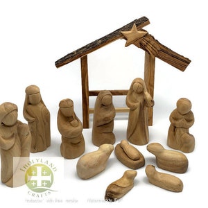 Christmas Nativity Set Handmade , Wooden Nativity Scene Stable , Olive Wood Nativity Christmas Tree Decorations , Wooden Nativity Figures