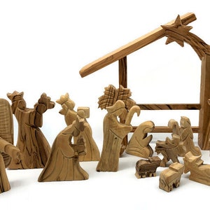 Wooden Nativity Stable, Nativity set for kids, Olive Wood Nativity Scene, Christmas Nativity Set, Nativity Gift for Christmas Decoration