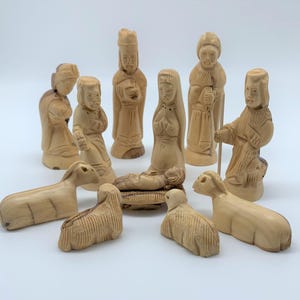 Holy Family Nativity Figures, Wooden Nativity Set, Holy Land Olive Wood Carved Nativity Manger Scene, Christmas Nativity Decoration, Gifts