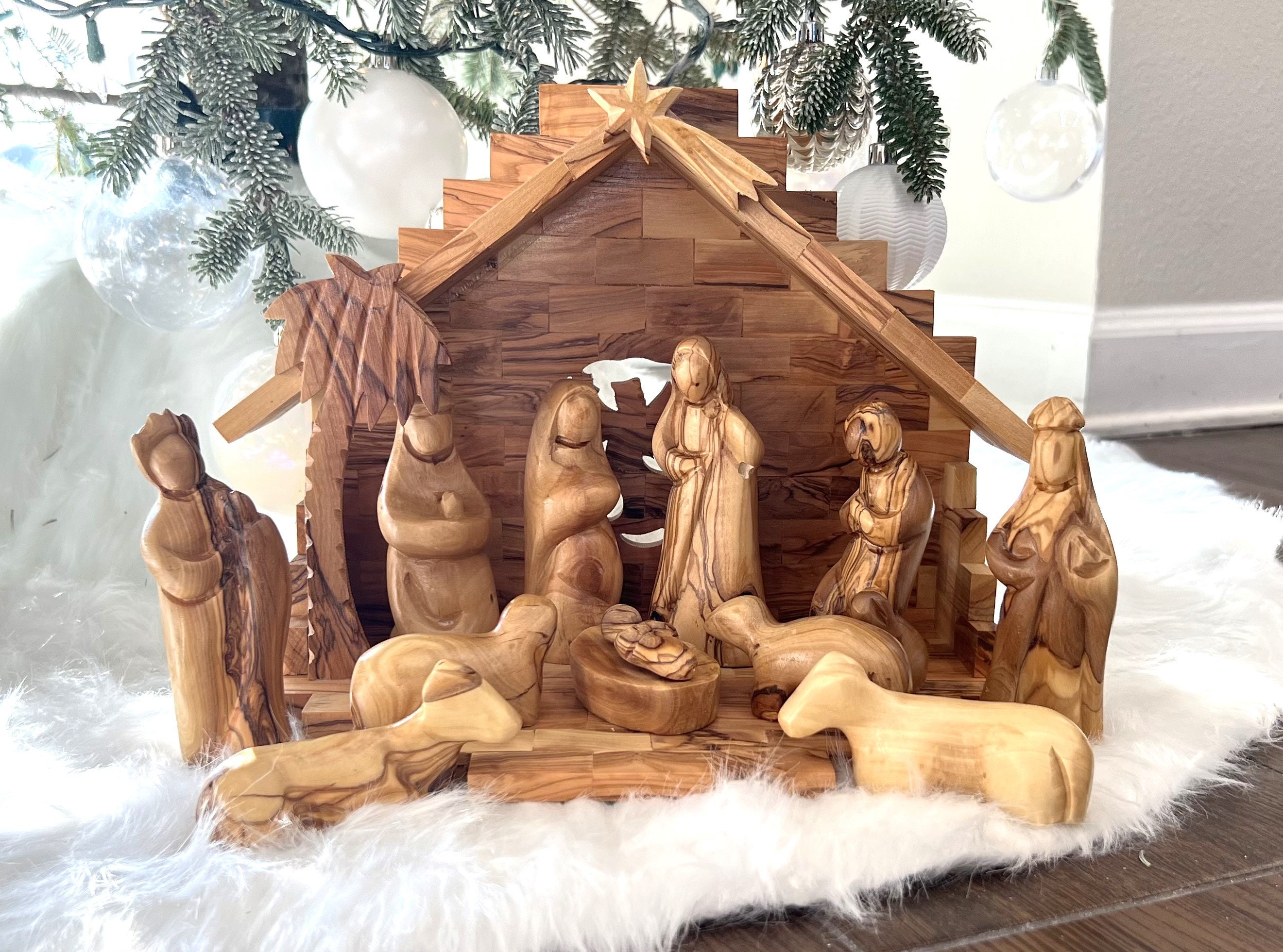 Set Presepe Di Natale,Ornamento Di Statuine Presepe Dipinte A Mano In Resina Da 12Pezzi,Decorazione Della Statua 'artigianato Della Sacra Famiglia,Decorazione Della Chiesa Del Soggiorno Della Casa