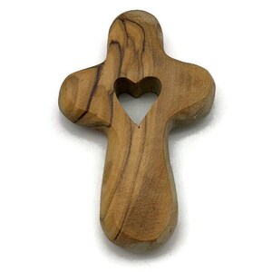 Olive Wood Comfort Cross from Holy Land: Pocket Prayer Cross image 2