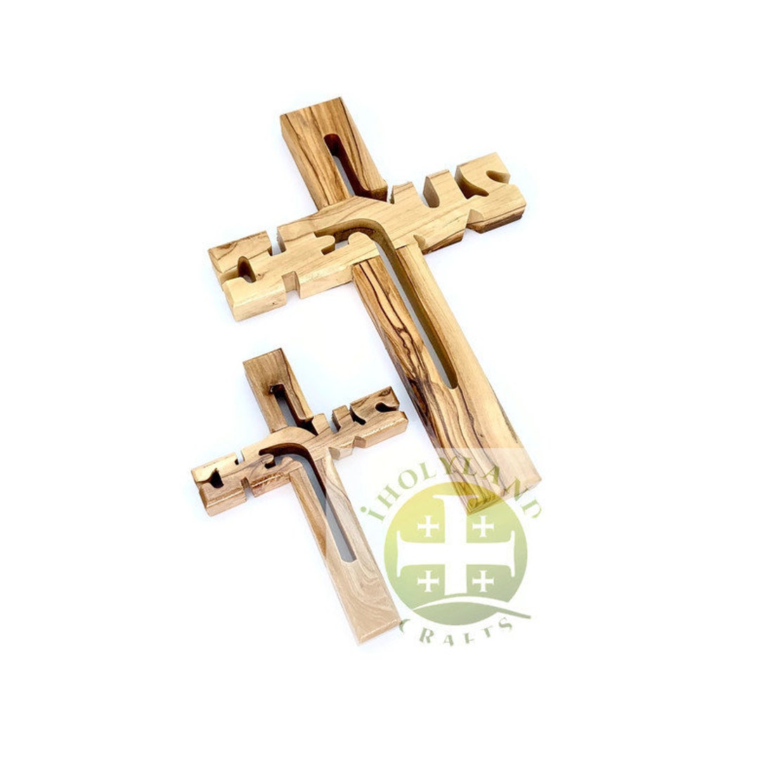 Olive Wood Wall Cross Decoration , Holy Wall Cross Home Décor , Jesus Cross Gift, Wooden