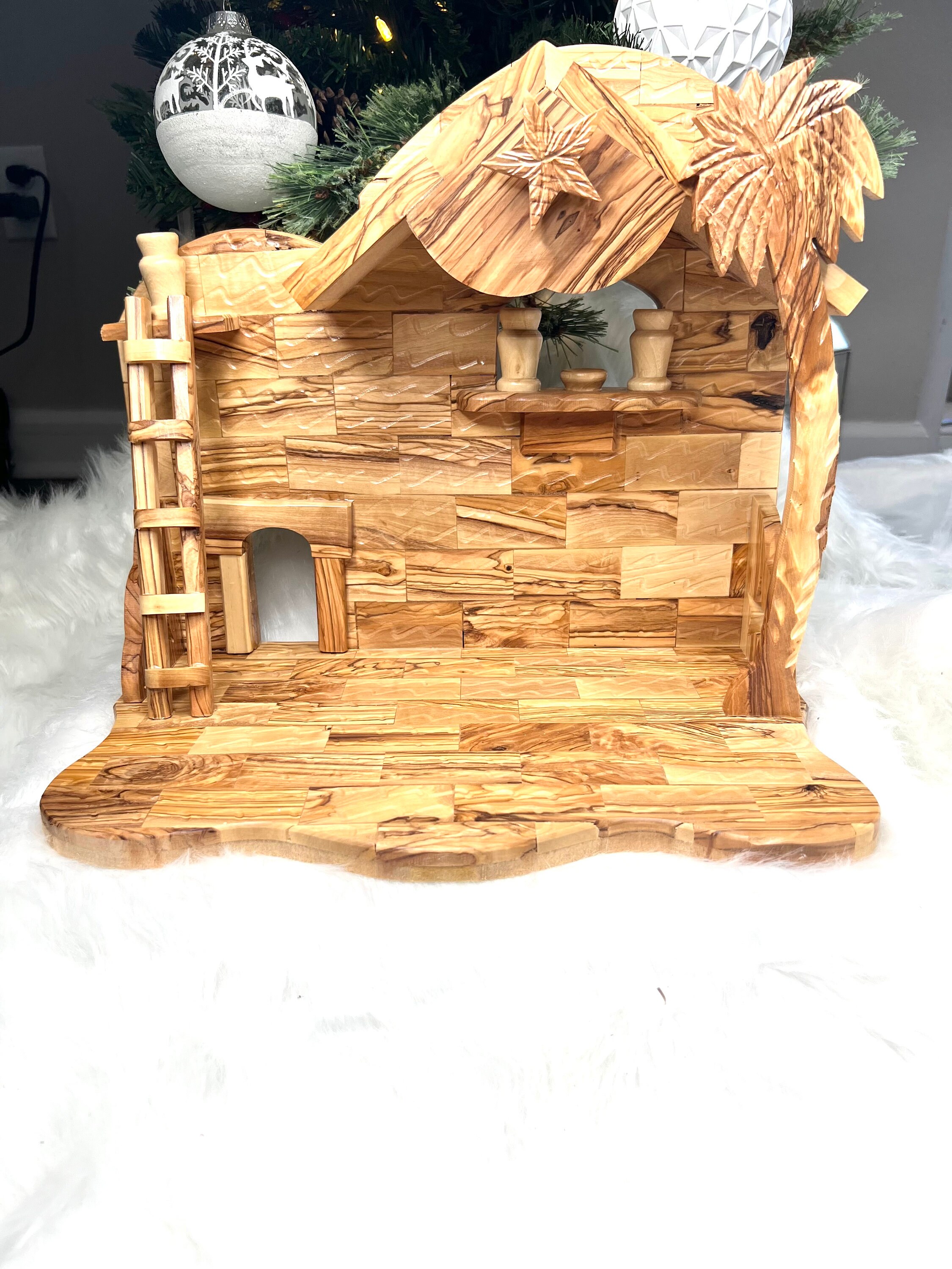 Large Olive Wood Nativity Scene Set: Handmade Christmas Decor , Holy ...