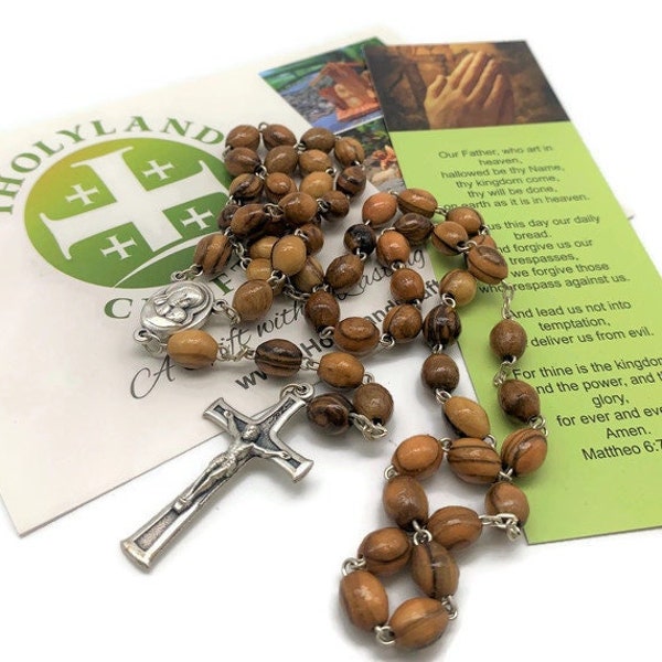 Handmade Olive Wood Rosary Beads Catholic Rosary gift , Rosary for Baptism Communion Confirmation , Holy Land Rosary Gift
