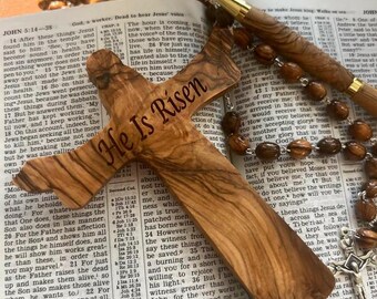 Personalized Wooden Crosses , Easter Cross Gift , Olive Wood Wall Cross , Engraved Religious Decor