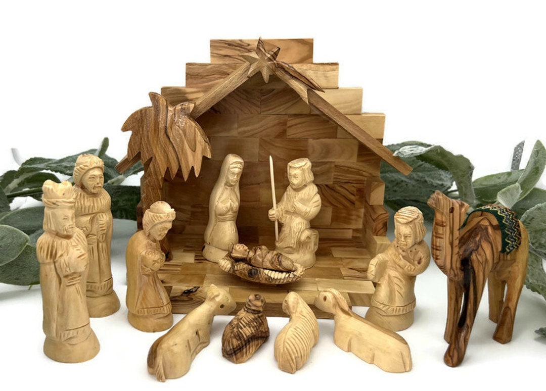 Wooden Nativity Set Handmade , Christmas Nativity Scene , Holy Family