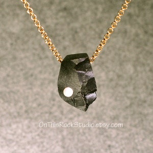 BASALT and PEARL, Natural Oregon Stone, Druzy Pendant With Cultured Pearl, Rich Black Organic