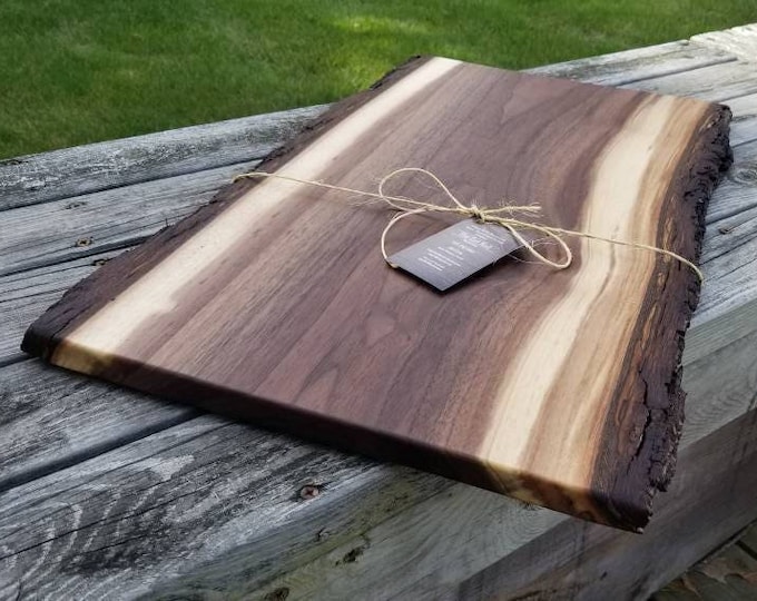 Handmade Live Edge Black Walnut Cutting Board: Rustic Charcuterie Serving Tray