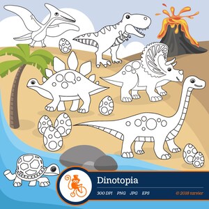 Dinotopia digital stamp, Dinosaur digital stamps, Dinosaur Clipart, Dino party, vector graphics, digital stamp