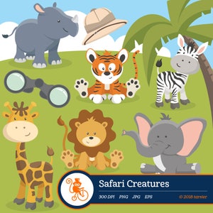 Safari animals clipart, jungle animal clipart, safari creatures clipart, Safari vector, digital clipart, digital images, safari clipart,