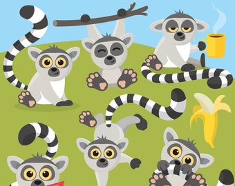 Funny Lemurs clipart, safari animal, woodland clipart, vector graphics, digital clip art, digital images, animals clipart, forest clipart,