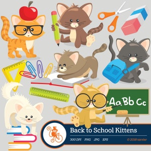 Back to School Kittens clip art, vector, graphics, digital clip art, digital images, kittens clip art, school digital clip art, cat clipart