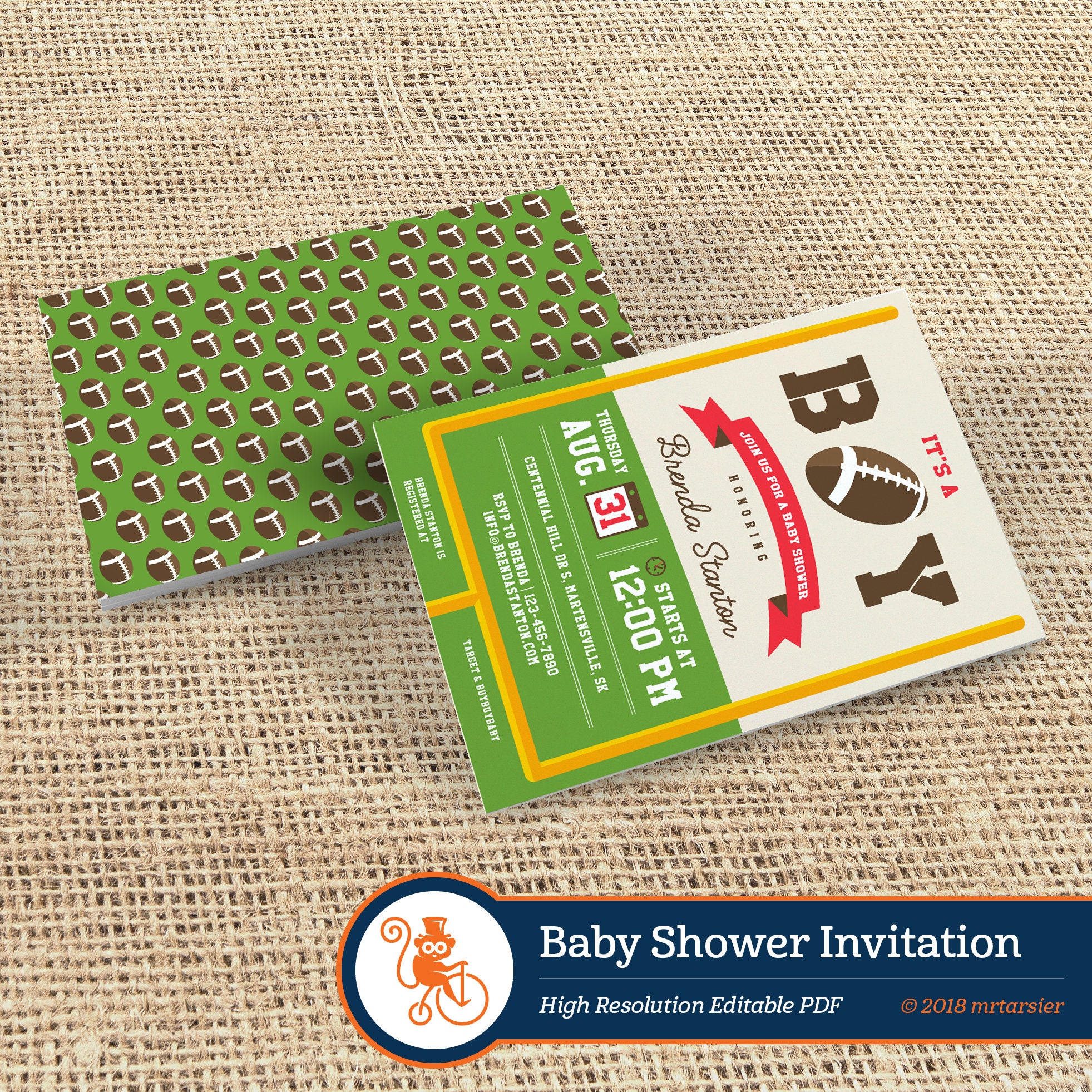 Baby Shower Invitation for Boy Template, Printable Invitation Baby