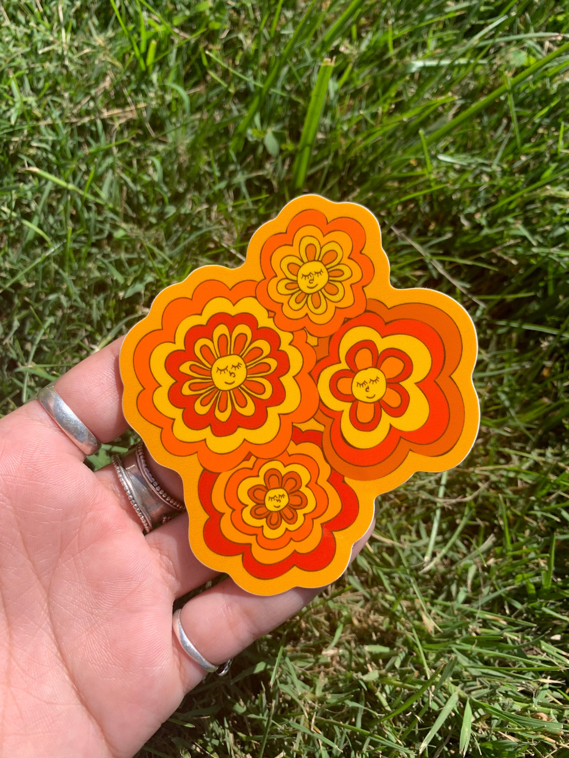 Glossy Groovy Flower Power Sticker | Etsy