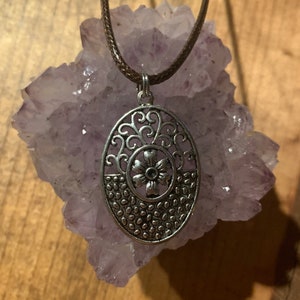 Large Floral Oval Necklace or Keychain