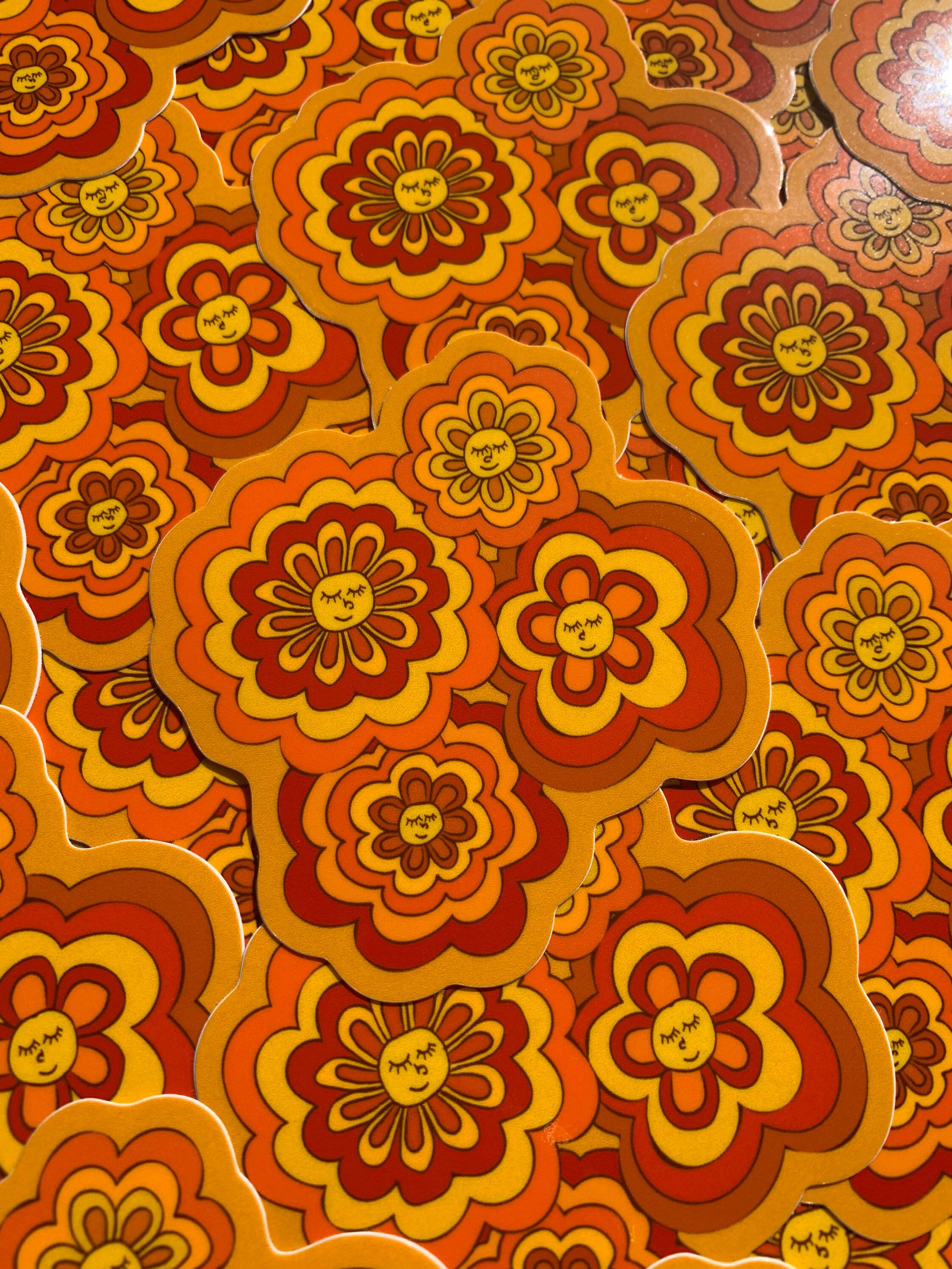 Glossy Groovy Flower Power Sticker - Etsy