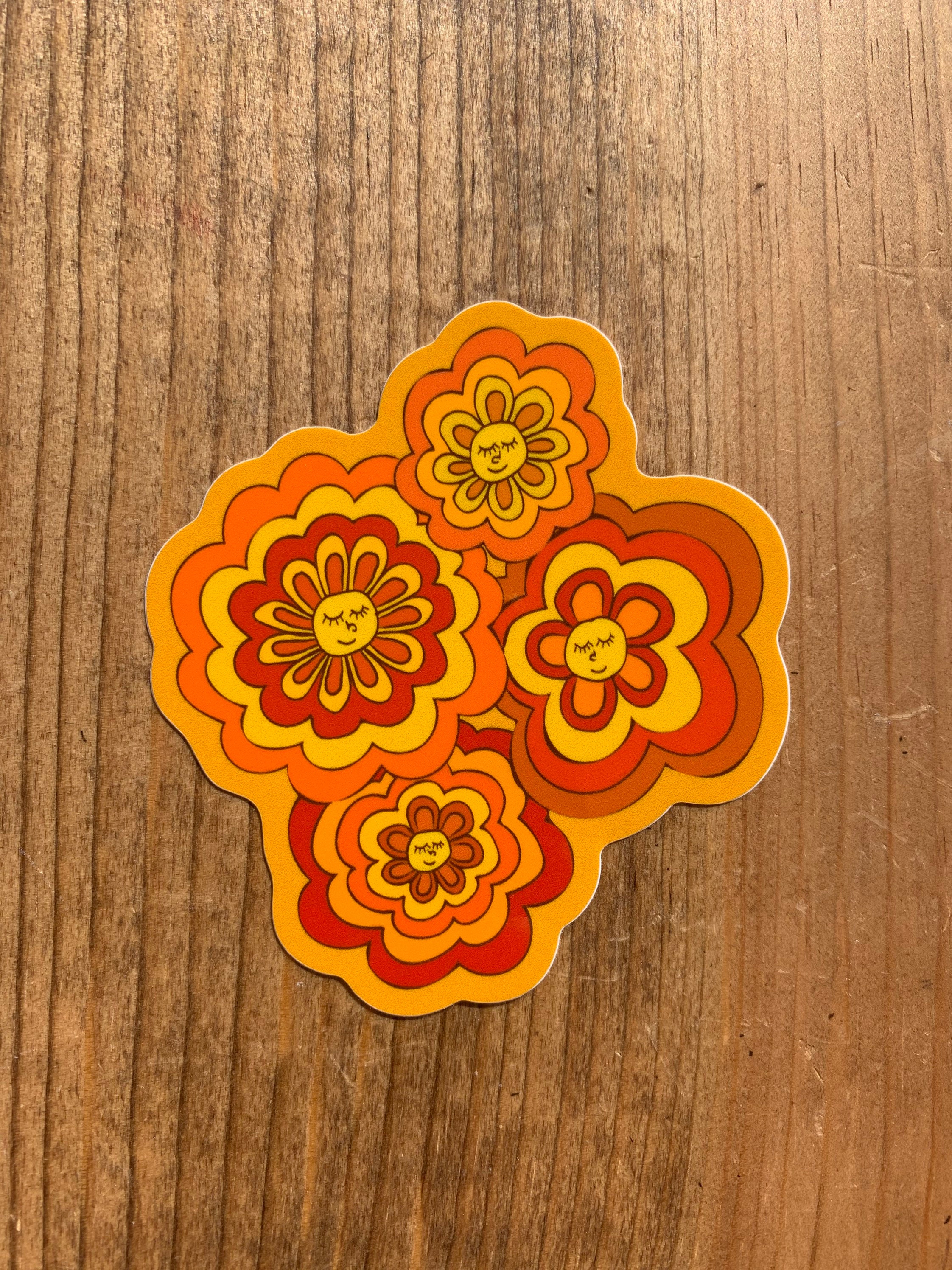 Glossy Groovy Flower Power Sticker - Etsy