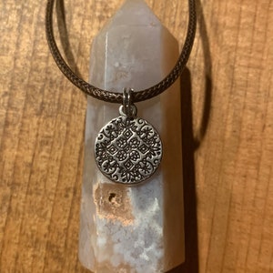 Stamped Circle Flower Necklace or Keychain