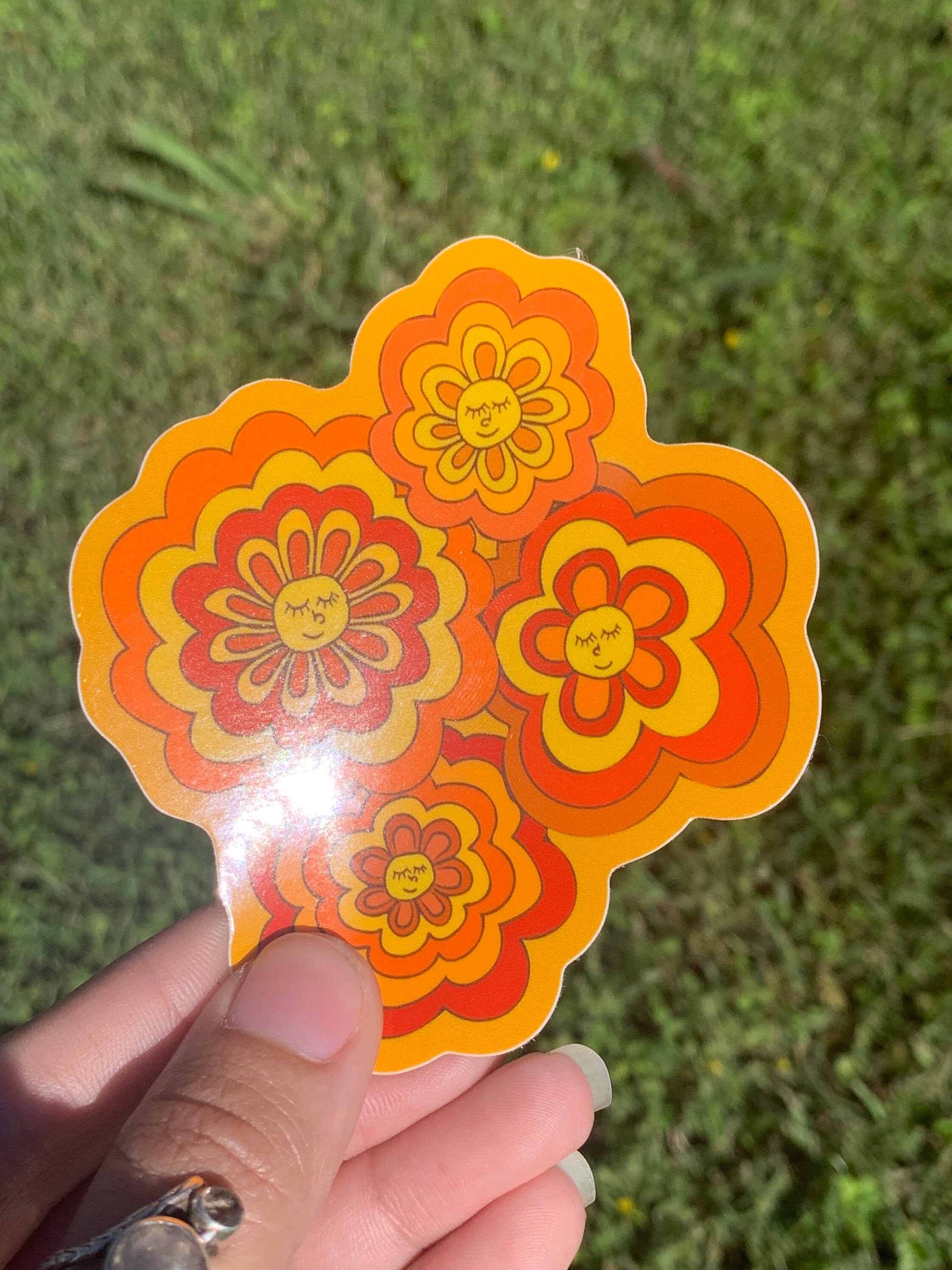 Glossy Groovy Flower Power Sticker - Etsy