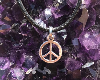 Handmade Small Silver Peace Sign Charm Necklace