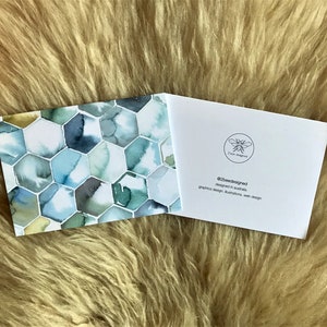 Watercolour Hexagon Geometric Beehive Blue Green Blank Card