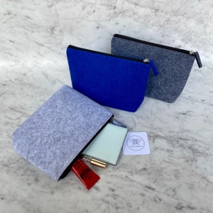 Felt Storage Zipper Pouch Cosmetics Travel Bag Gift Silver Blue Grey