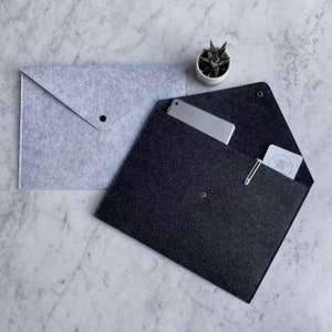 Silver + Navy + Ash Dark Grey A4 + A3 Felt Document Folder Gift