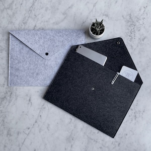 Silver + Navy + Ash Dark Grey A4 + A3 Felt Document Folder Gift