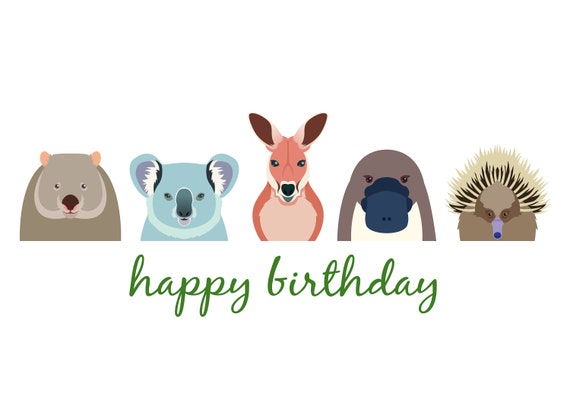 Australian Aussie Children Happy Birthday Card |