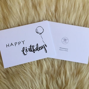 Simple Happy Birthday Balloon Black Card