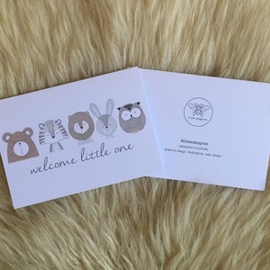 Carte Bienvenue petit animal pour un nouveau bébé