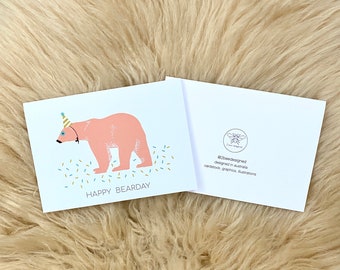 Bear Animal Kids Children Happy Bearday Birthday Card