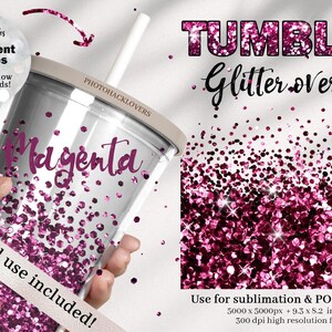 60 Magenta Glitter Tumbler Overlay&#39;s -  Loose Glitter overlays- Transparent loose Glitter png overlays for tumbler DIY sublimation design