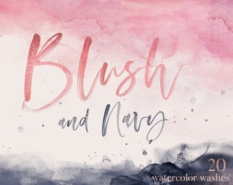 Watercolor, blush and navy, watercolor splash, watercolor blush, watercolor ombre, watercolor clipart, splashes, blush, navy, washes, wash,