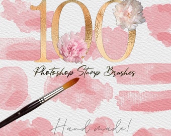 100 WATERCOLOR PHOTOSHOP STAMP brushes CS6 and above- Watercolor brush stroke brushes, watercolor Photoshop brushes, watercolor  brushes,