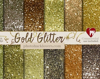 Instant Download Gold Glitter Digital Paper Pack: Glitter Paper, Gold Digital Paper, Bokeh Digital Paper, Printable Glitter Background Print