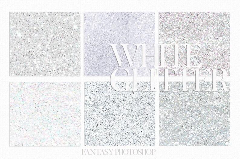 White Glitter Digital Papers Glitter Graphics Paper Pack Etsy